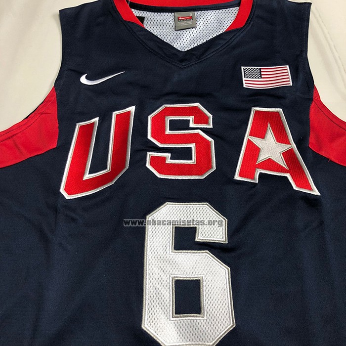 Camiseta USA 2008 LeBron James NO 6 Azul